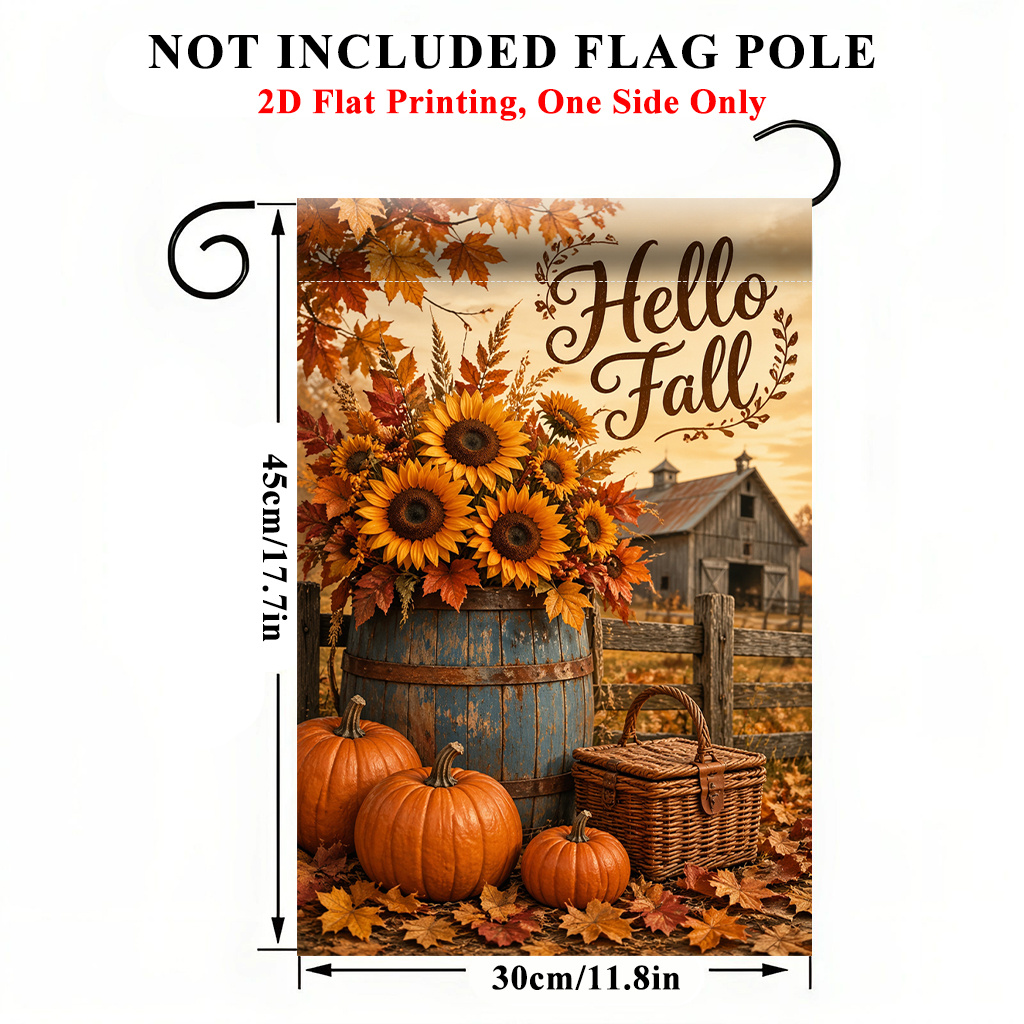 TEMU 2d Flat, 2d Flat Printing Garden Flag 1pc, Pumpkins And Sunflowers Scene Garden Flag - Single-sided Print, Durable Polyester Outdoor Decor For