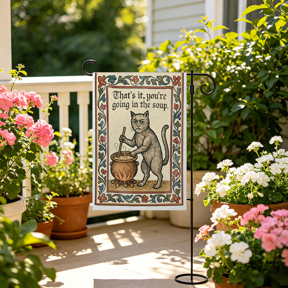TEMU 1pc, Cooking Soup Garden Flag Double-sided Printed Decoration, Suitable For Home And Garden, Holiday Decoration, Pole Not Included