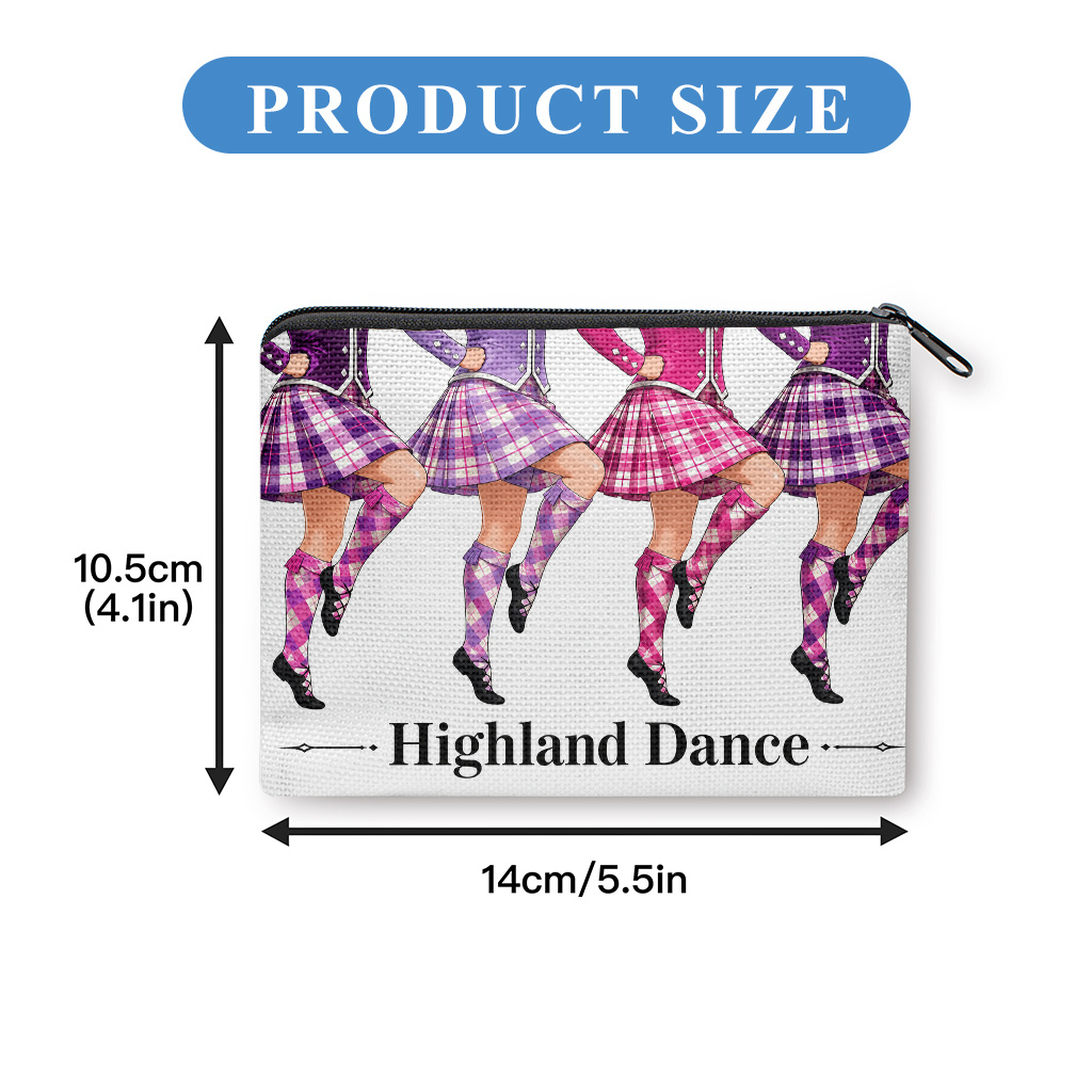 TEMU Highland Dance Themed Coin Purse Suitable For , Scottish Bag With Zipper Closure, Compact Portable Wallet For Keys, Earphones, , Cards -