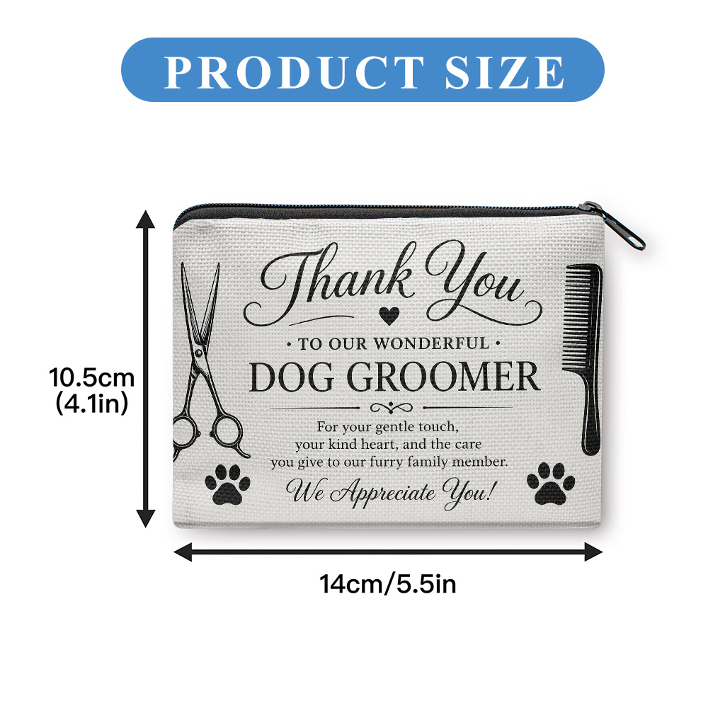 TEMU Coin Purse 1pc, Thank You Dog Groomer Coin Purse,, Zipper Closure, Small Portable Key Earphone Storage Bag, Handy Card Holder, Lightweight, Gift