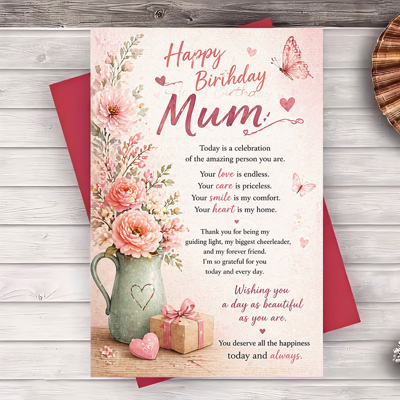 TEMU 1 Envelope And 1 Greeting Cardhappy Birthday Mum Floral Card For Mom From Daughter Greeting Card