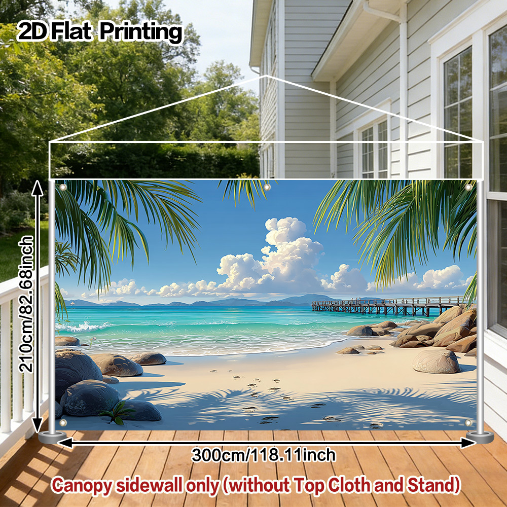 TEMU 1pc 2d Flat For Tent (only ), Outdoor Tropical Beach Paradise Printed Panel, Perfect For Rv Camping, Outdoor Music Festivals, Road Trips, And