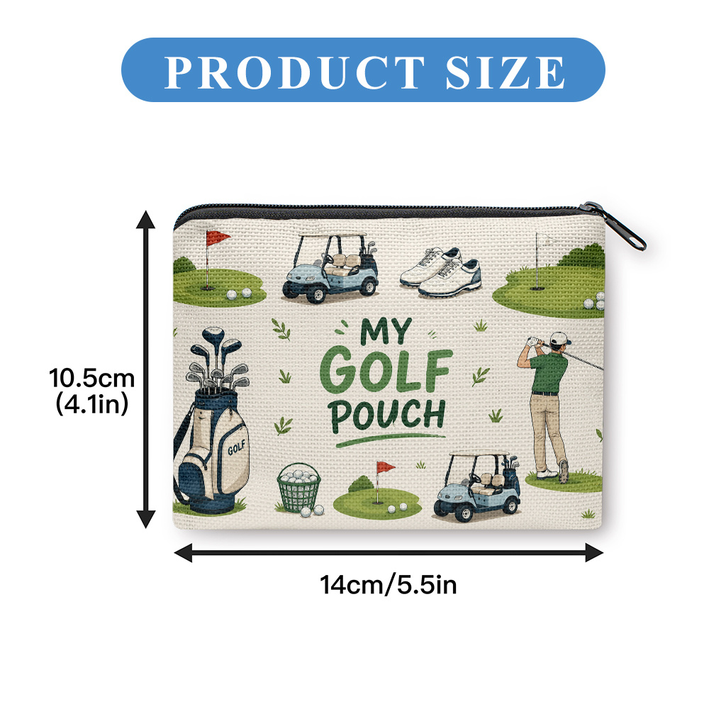 TEMU Golf-themed Coin Purse Suitable For , Zipper Closure Compact Wallet With Card Holder & Coin Storage, Portable Key/earphone Holder, Lightweight
