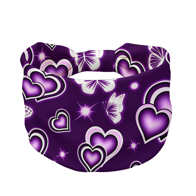 TEMU Purple Heart & Patterned Women's Hair Tie, Yoga Headband - Sweat - Wicking & Breathable Wide Headband, Stylish Soft Non - Slip Sports Hair