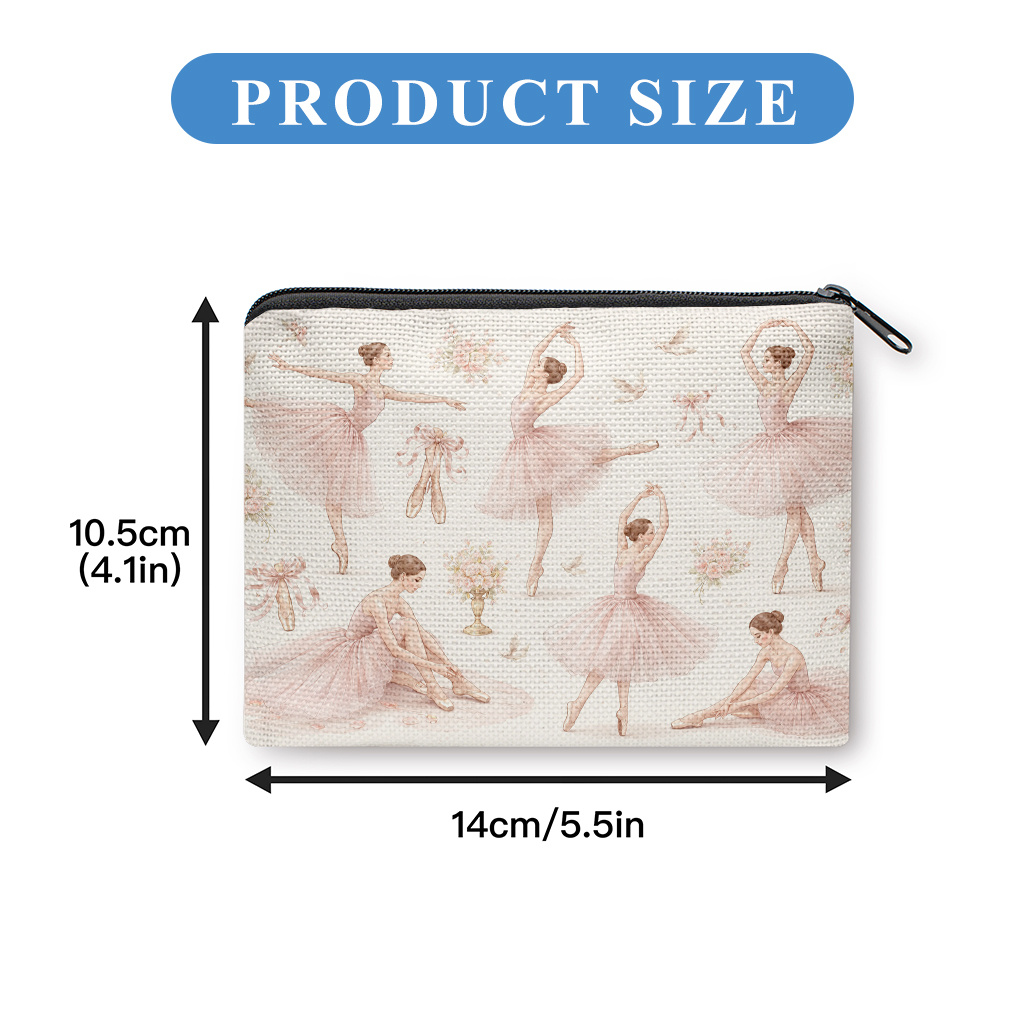 TEMU Coin Purse, Ballet Elegant Moves Coin Purse, Zipper Closure, Small Portable Key Earphone Storage Bag, Handy Card Holder, Lightweight, Gift For