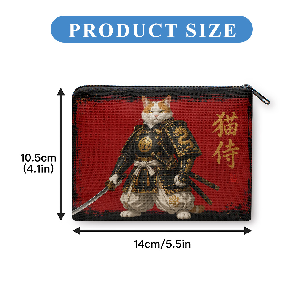 TEMU 【商品名】コインパース、侍猫デザイン コインケース、開閉、小型 携帯用 キー イヤホン コイン 収納バッグ、便利なカードホルダー、軽量、女性と男性へのギフト