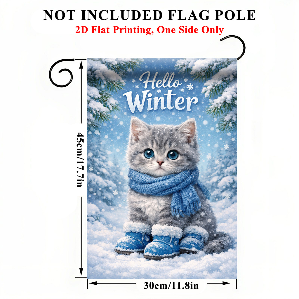 TEMU 2d Flat - 2d Flat Printing Garden Flag 1pc, Cute Kitty In Flag - Single-sided Print, Durable Polyester Outdoor Decor For Home & Yard, Holiday