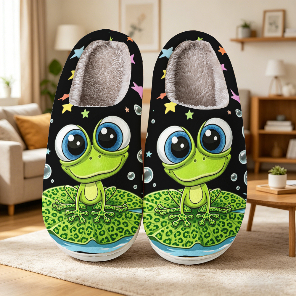 TEMU Chaussons Grenouille pour Homme et Femme avec Semelle en TPR - Chaussures d'Intérieur/Extérieur Légères et Respirantes - Imprimé Grenouille de