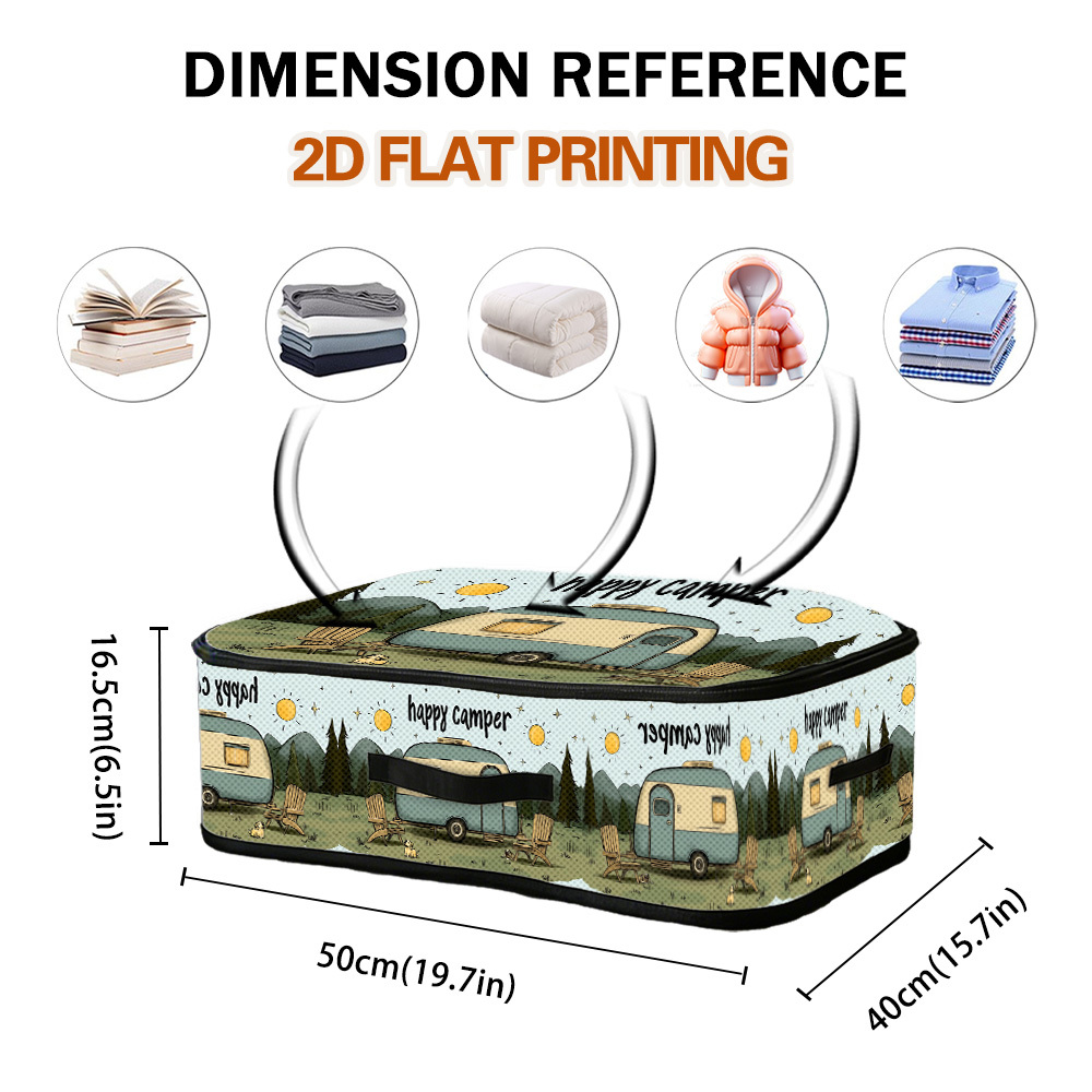 TEMU 2d Flat Printed, 1pc Elegant Style Storage Box, Large Capacity Storage Box With Scene Pattern, Under Bed Storage Space, Convenient For Storing