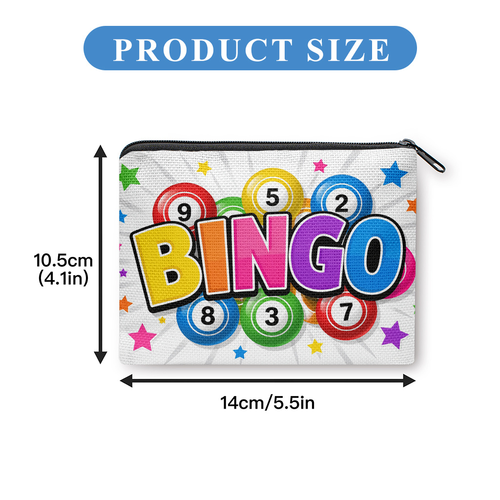 TEMU Bingo Game Coin Purse Suitable For , Zipper Closure Portable Wallet With Bingo Card Design, Compact Card Holder & Coin Storage Bag, Lightweight