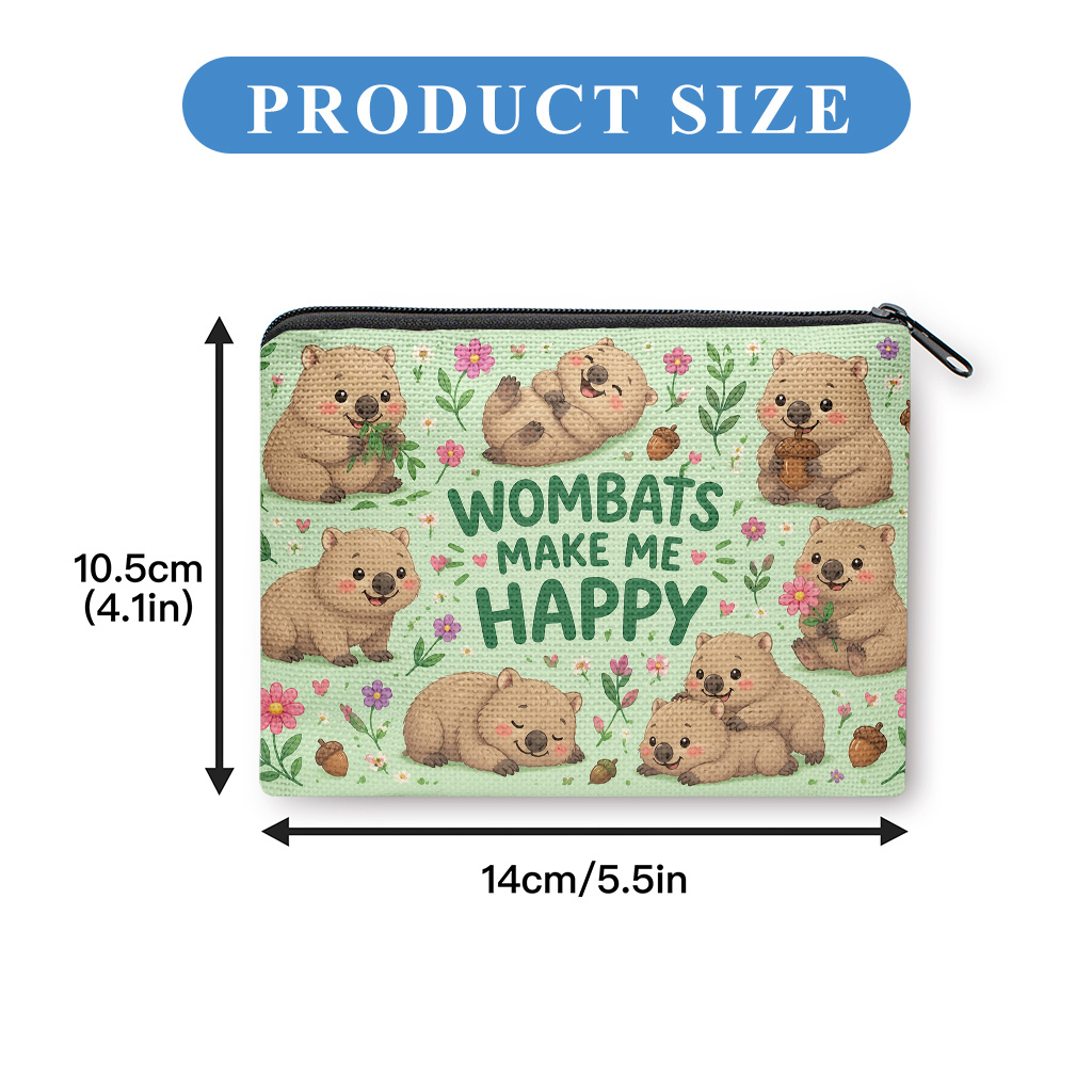 TEMU Coin Purse, Wombats Purse, Zipper Closure, Small Portable Key Earphone Storage Bag, Handy Card Holder, Lightweight, Gift For Women And Men