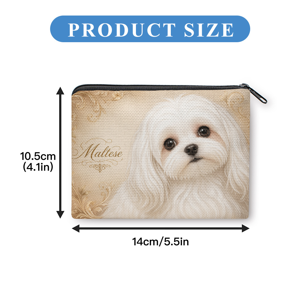 TEMU 【商品名】コインパース、白い毛の犬の絵コインパース、開閉、小型ポータブルヤホンコイン収納バッグ、便利なカードホルダー、軽量、女性と男性へのギフト