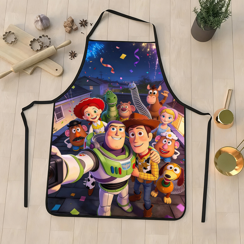 TEMU Toy Story Rex Mr. & Slinky Dog Apron, Vibrant Festive Celebration , Ideal For Home Kitchens, Restaurants, Cafes, And Outdoor Camping, Durable