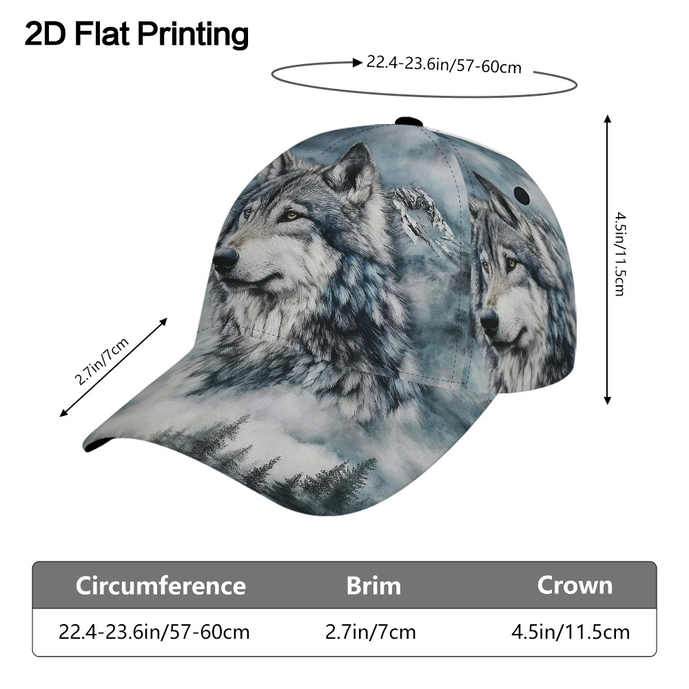 TEMU 1pc Wolf - Adjustable Snapback Baseball Hat With Wolf & , Lightweight Breathable Soft Top Suitable For Casual, Golf, Sports, Sun, Unisex For &,