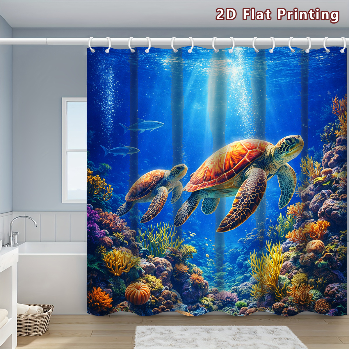 4pcs Hummingbird Love Shower Curtain Set with Bath Mat