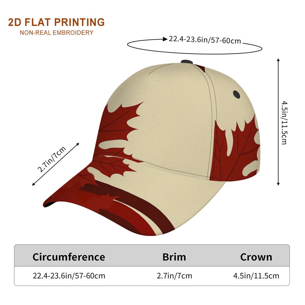 TEMU 2d Flat, 1pc Design With Leaves With Curved Stripes Print Classic Baseball - Elegant And Headwear, Suitable For Daily Life, , Shopping