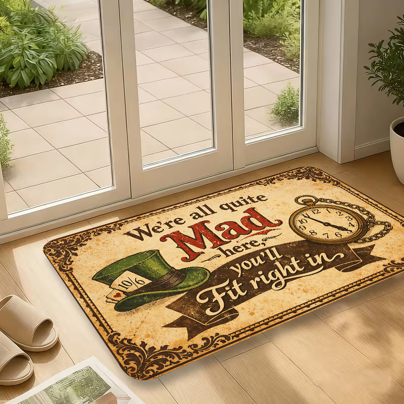 TEMU 1pc, 2d Flat Printing, Vintage Quote Entrance Mat, Door Mat, Colorful Non-slip, Machine Washable Polyester Carpet, Suitable For Home Decor,