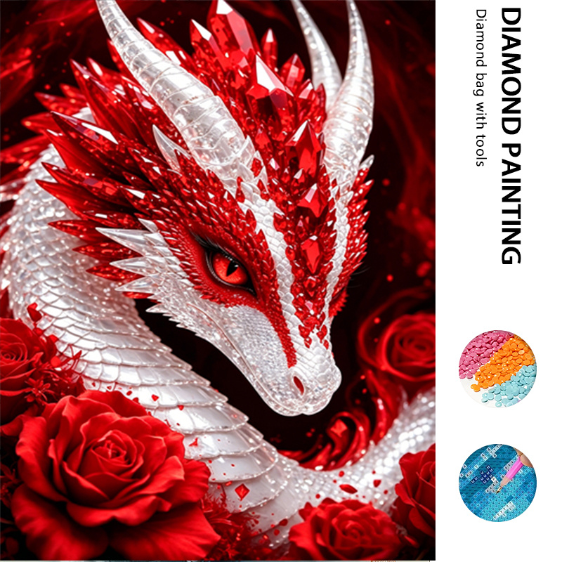 TEMU A Set Of Red Dragon Pattern 5d Diamond Painting Kits, Large Adult 5d Diamond Painting Kits, Round Diamond Mosaic Crafts, Suitable For Beginners,