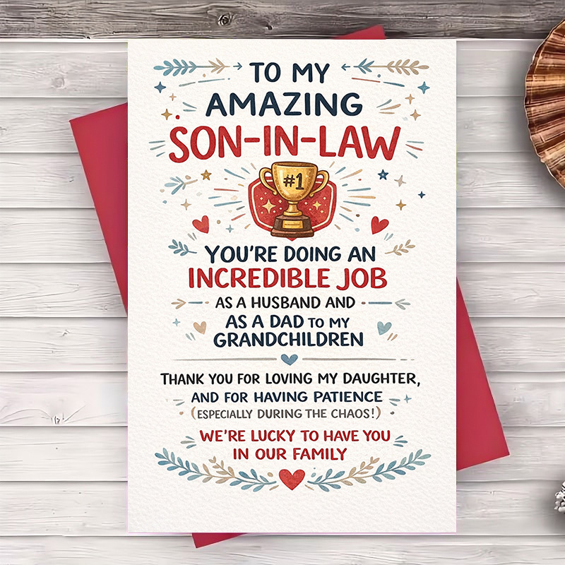 TEMU 1 Greeting Card + 1 Envelope Son In Law Appreciation Greeting Card Thank You From Husband And Dad Congrats Birthday Fathers Day Anniversary