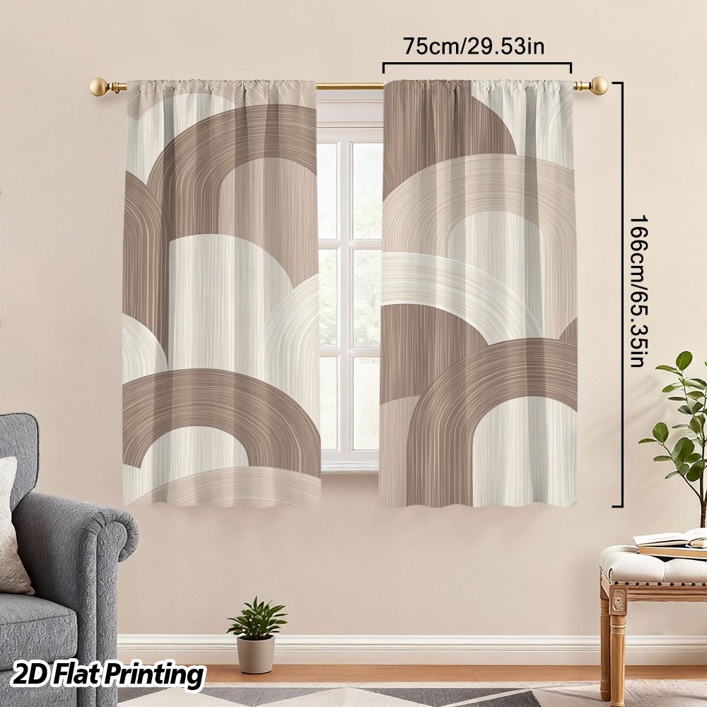 TEMU 2d Flat, 2d Flat Printing, 2pcs Of Abstract Design Printing Curtains, Elegant Decorative Style, Natural Hanging Effect, Enhance Overall Home