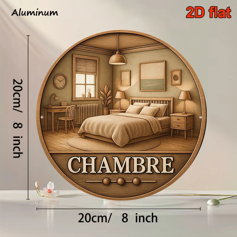 TEMU Plat 2D, Plat 2D - 1 pièce 8*8in/20x20cm Panneau Rond Plat 2D en Aluminium, Plaque Décorative Vintage pour Chambre, Décoration Murale de Chambre