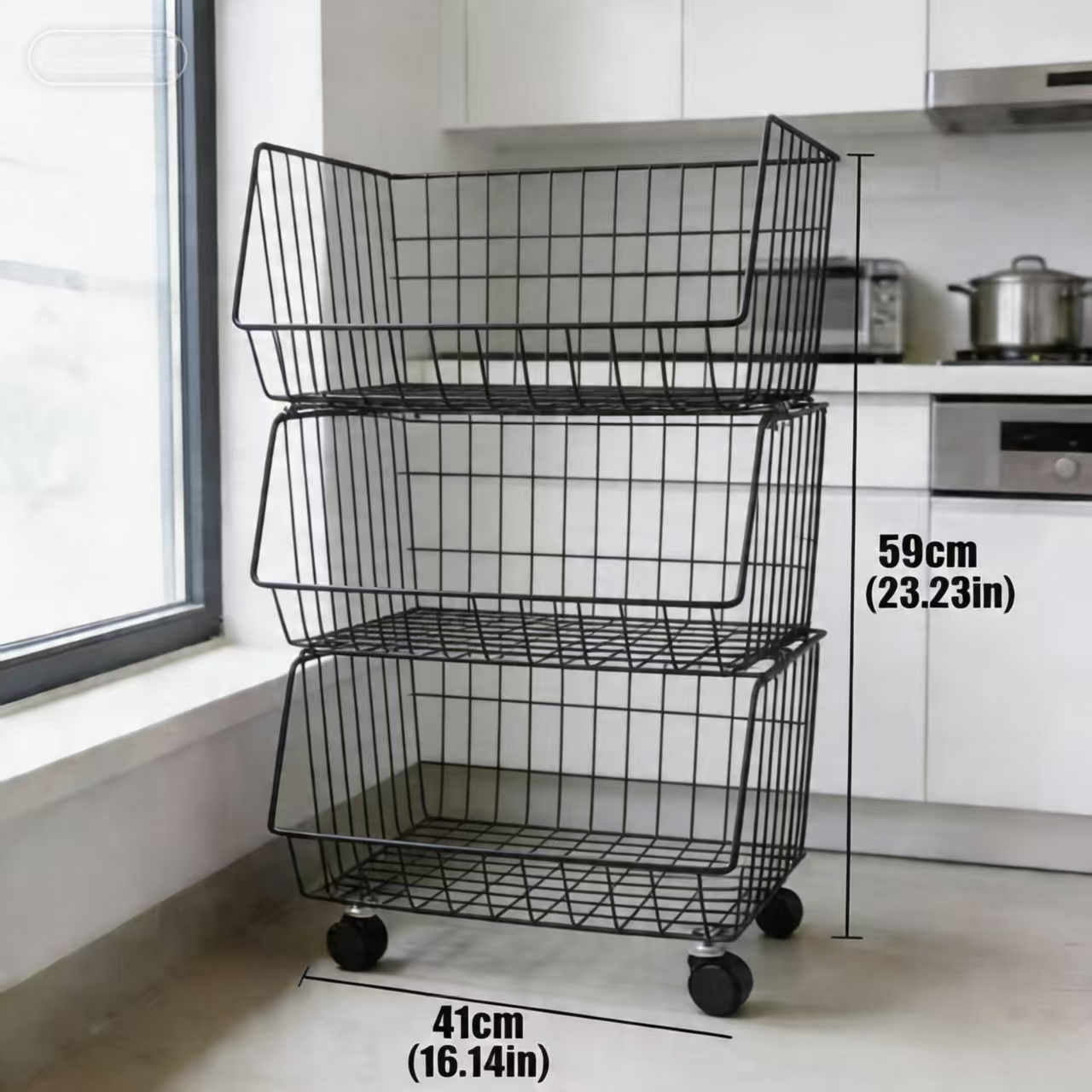kitchen shelf floor multi layer trolley basket vegetable basket storage artifact bathroom storage crevice mobile countertop large capacity layered storage thickened steel suitable for kitchen bathroom laundry room utility room standing shelf Product details 3