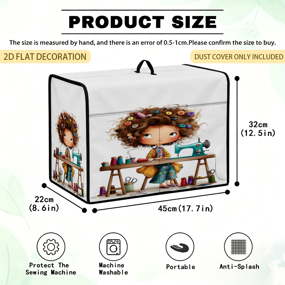 TEMU 2d Flat Printing, 1pc Sewing Machine Button Decor Sewing Machine Cover, Sewing Machine Cover With Storage Pocket And Top Handle, Multi- Keeps