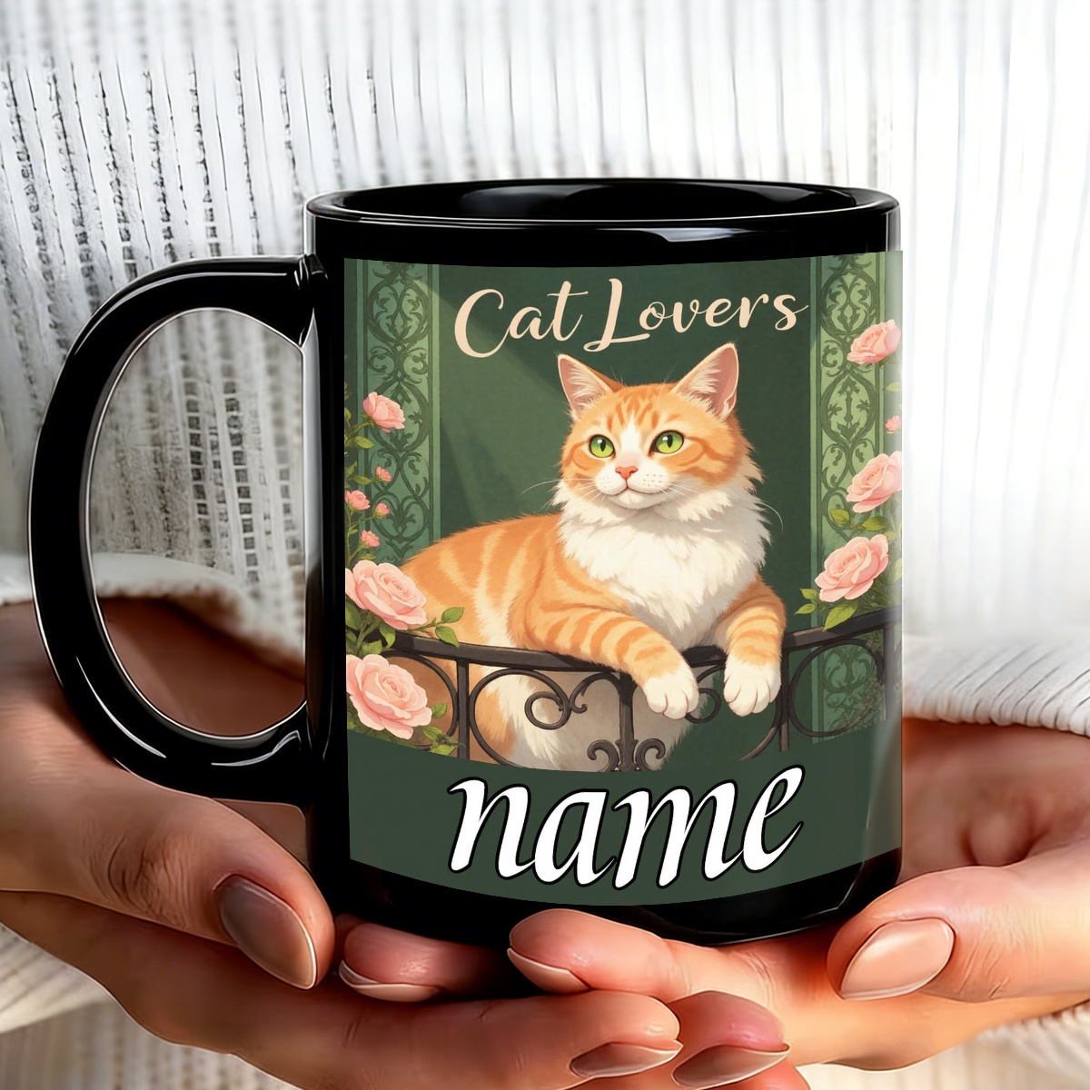 TEMU 1pc, Customizable Cartoon Cat-themed Mug, 11 Oz Cartoon Anime Durable Ceramic, Personalized Coffee Mug, Autumn Gift, Birthdays, Anniversaries,