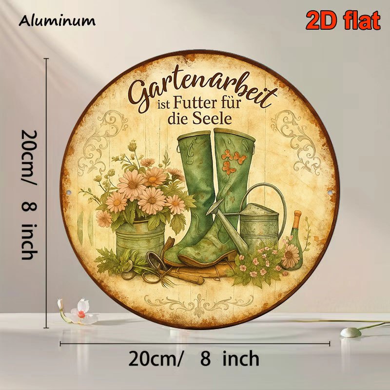 TEMU 2D Flach Holz Garten Thema Dekoratives Hängezeichen Retro Used-Look Gartenwerkzeug Element Holz Dekoratives Schild "Gartenarbeit ist die Seele