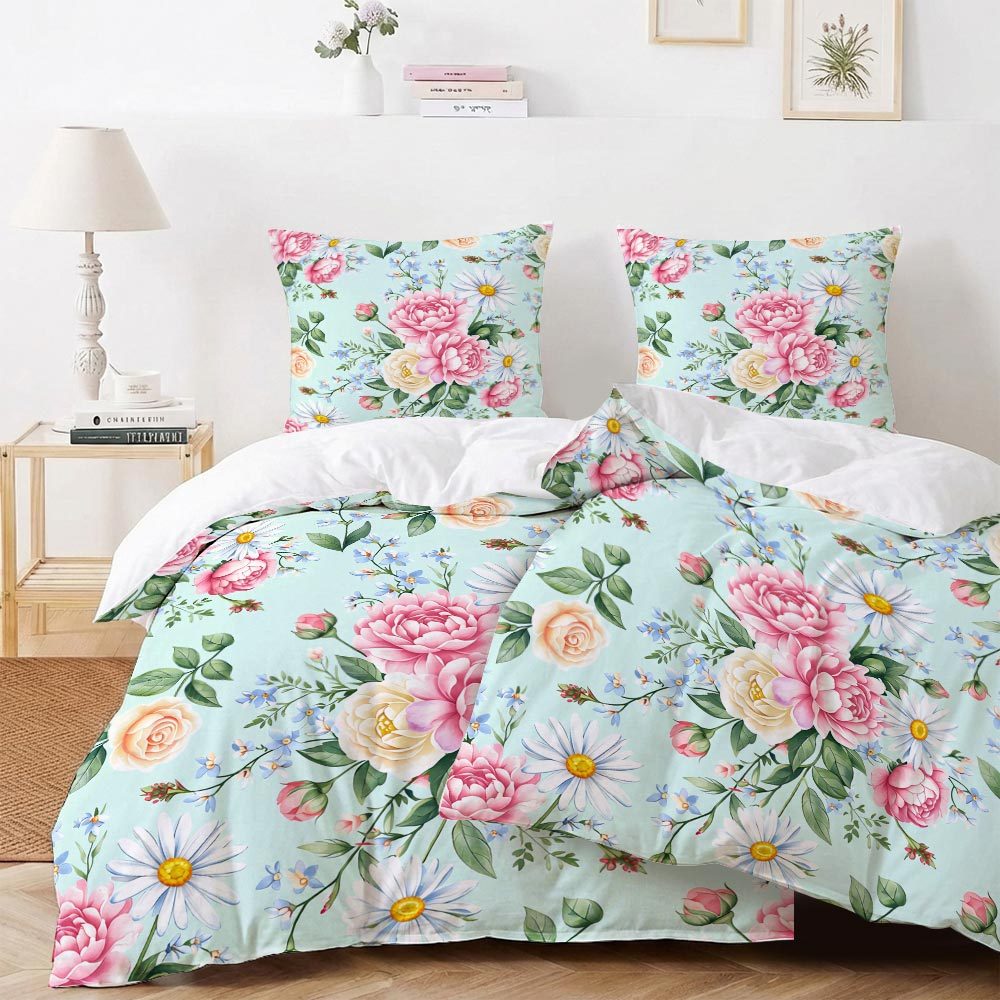TEMU Latacaca German Size Floral 4pcs Duvet Cover Set 2 Duvet Covers 135x200cm 155x220cm 200x200cm 2 Pillowcases 80 X 80 Cm With Zip Excluding Pillow