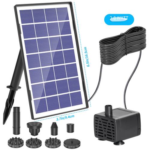 ipx8 3.8w solar springbrunnenpumpe, vogeltränke springbrunnenpumpe solar wasserpumpe, 200l/h durchfluss mit 8 erweiterungen & erdspieß, mehrere stromoptionen für teiche aquarien gartendekoration