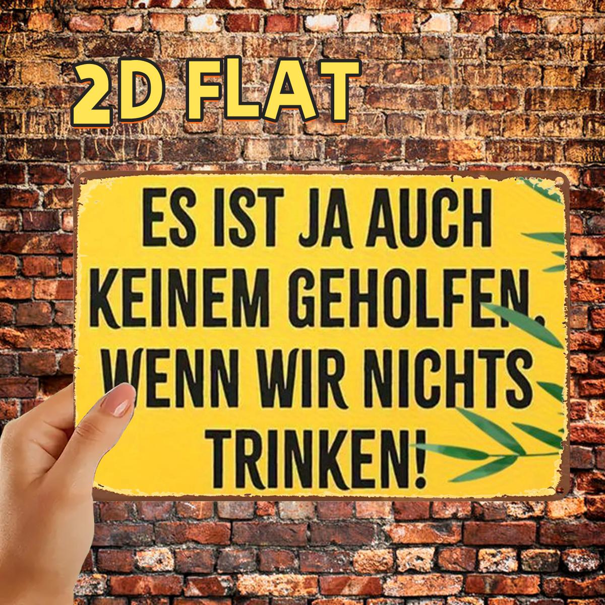 Image of 2d Flat, 1pc, Style German Quote Sign Metal Iron Sign, Pre-drilled Holes, Suitable For Indoor, Garden, Outdoor, Home, Office, Toilet Decoration
