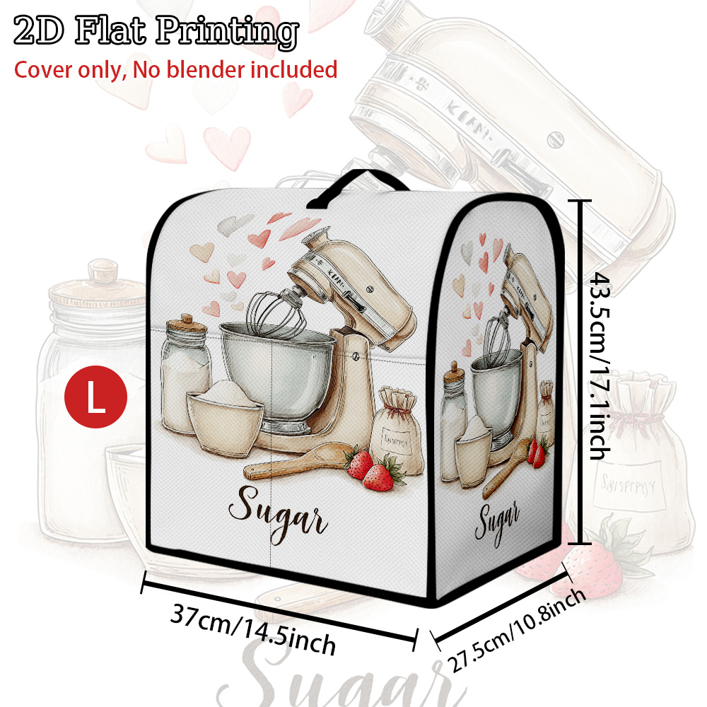 TEMU 1pc, 2d Flat Printing Kitchen Dust Cover For Blender/stand Mixer/coffee Maker Retro Baking , Suitable For Dust-proof Cover For Mixer Or Coffee