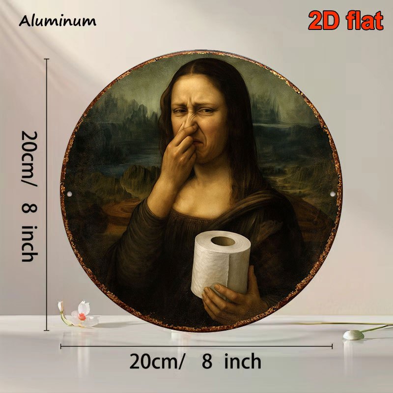 TEMU Plaque murale 2D plate, 1 pièce, se couvrant - Décoration humoristique rétro pour salle de bain, bureau, café - Plaque en bois avec parodie de