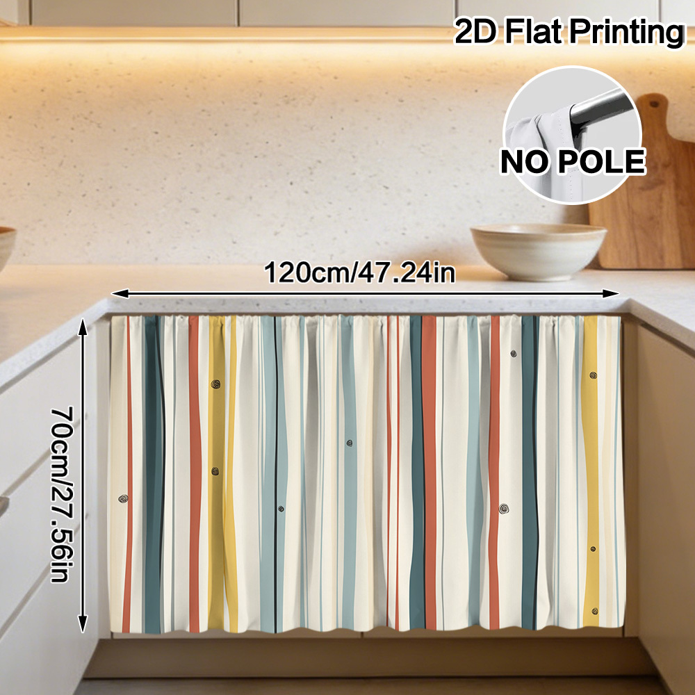 TEMU 2d Flat, 2d Flat - 1pc Colorful Vertical Stripes Curtain & Cabinet Decor,suitable For Home Decoration Such As Bathrooms, Living Rooms, Bedrooms,