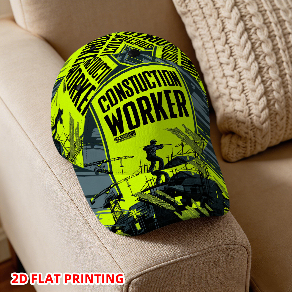 TEMU 1pc Unisex 2d Flat Construction Workers Silhouette Graphic Baseball Cap, Adjustable Snapback Hat, Perfect For Running, Outdoor Activities &