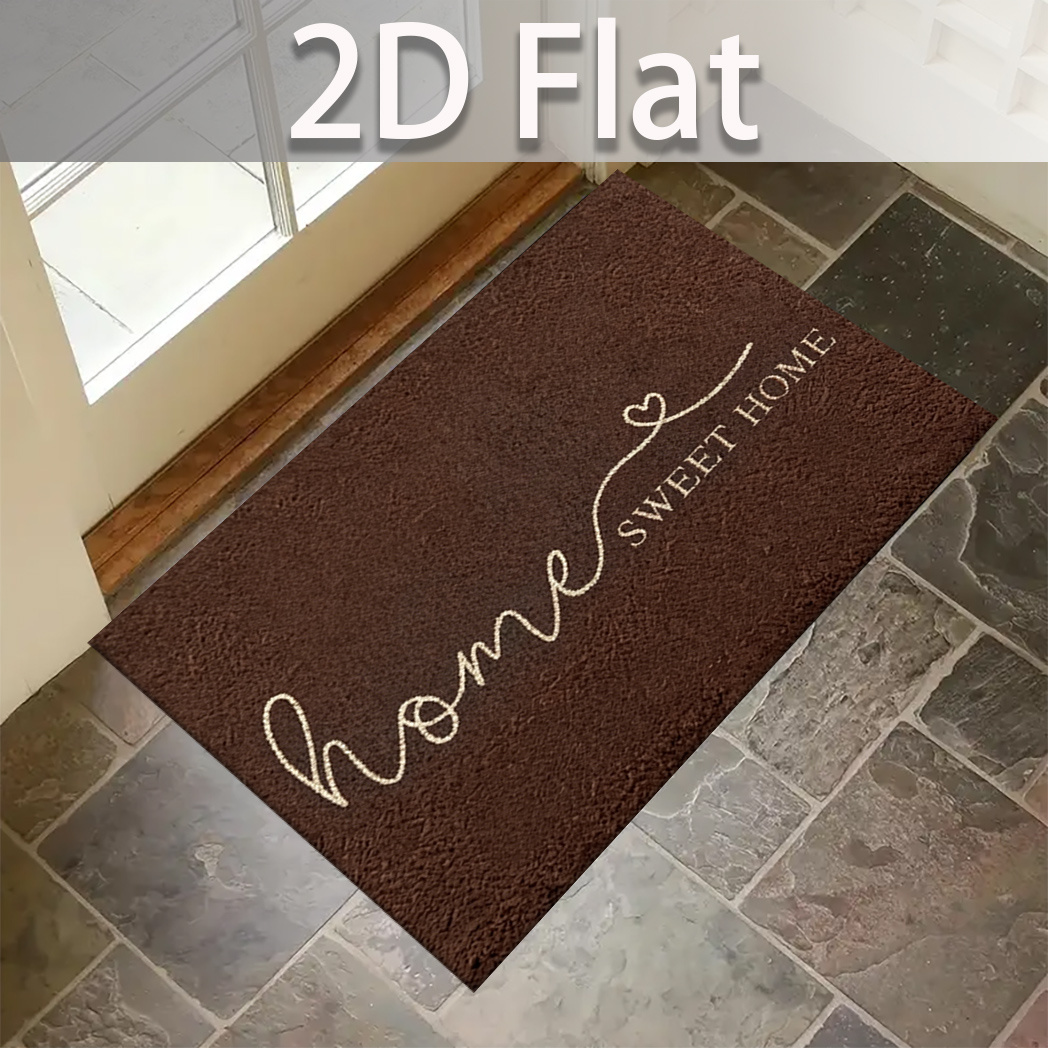 TEMU 2d Flat Handwritten Font Sweet Home Rug, Non-slip Door Mat, Suitable For Entrance Hall And Foyer, Universal For Room And , Velvet, 850g/mÂ², Mdc