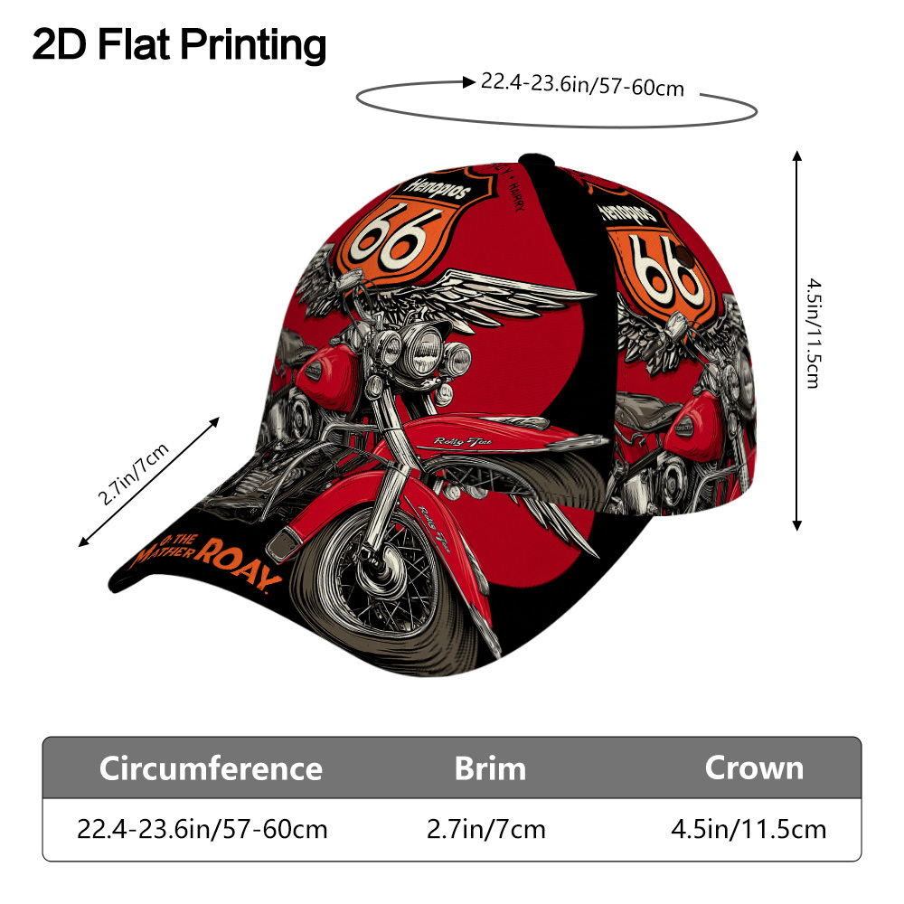 TEMU 1pc 2d Flat Motorcycle Wings Print Classic Baseball Cap â Adjustable Duckbill Hat, Lightweight Polyester, Ideal For Casual Wear And Group