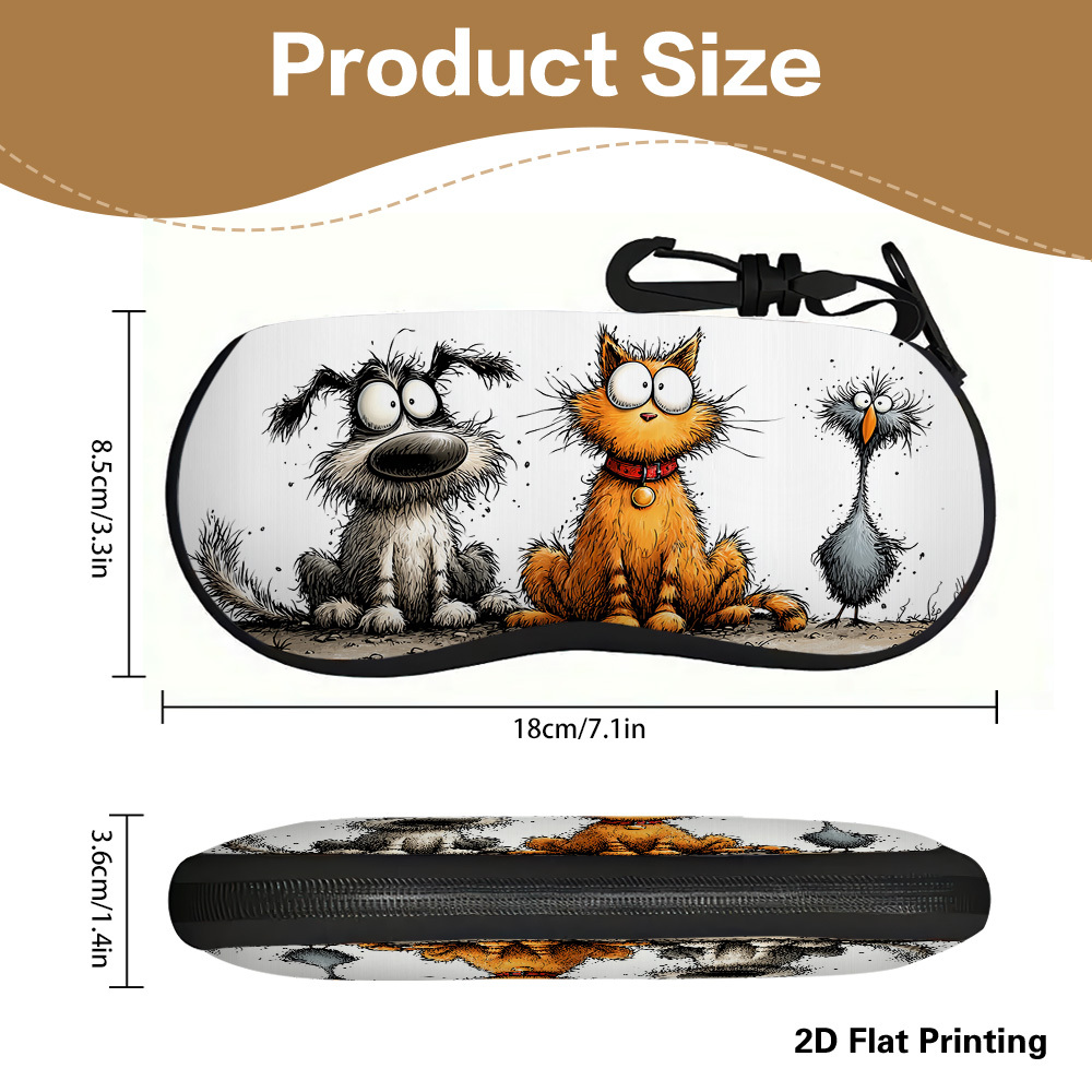 TEMU 1pc 2d Flat Funny Bird Illustration Printed Eyeglass Storage Case, Fashionable Glasses Holder With Unique Pattern, Lightweight Portable Eyewear
