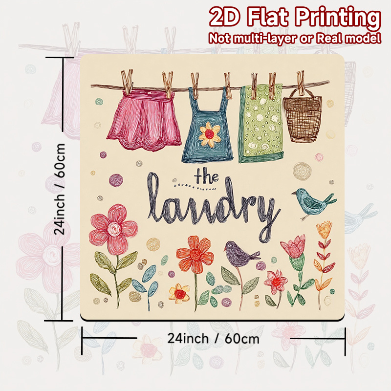 TEMU 1pc, 2d Flat Printing, Decorative Washer/dryer Protective Pad Laundry Line With Flowers, Polyester, Perfect For Ideal For Vibrant Decor, Home
