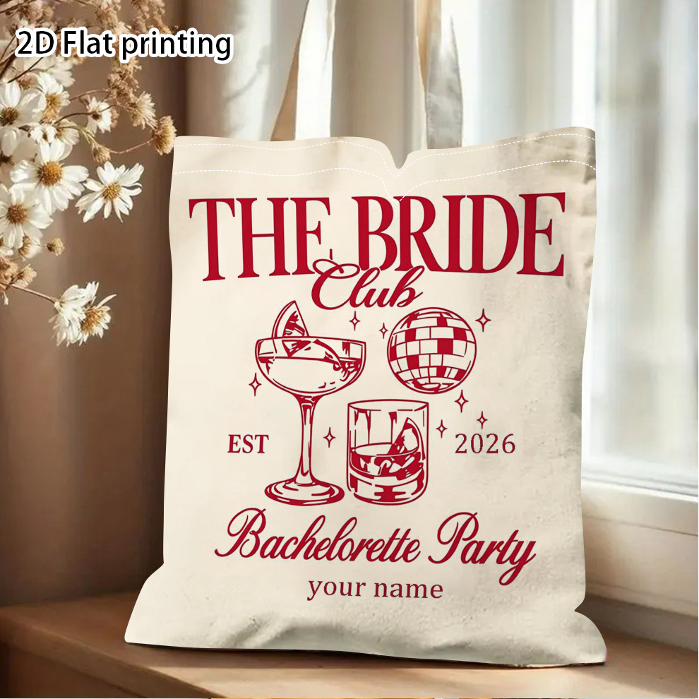 TEMU 2d Flat 1pc [personalized Tote Bag] Custom-made Personalized Name Pattern Tote Bag "the " Bachelorette Tote Bag, "bachelorette Party" Print