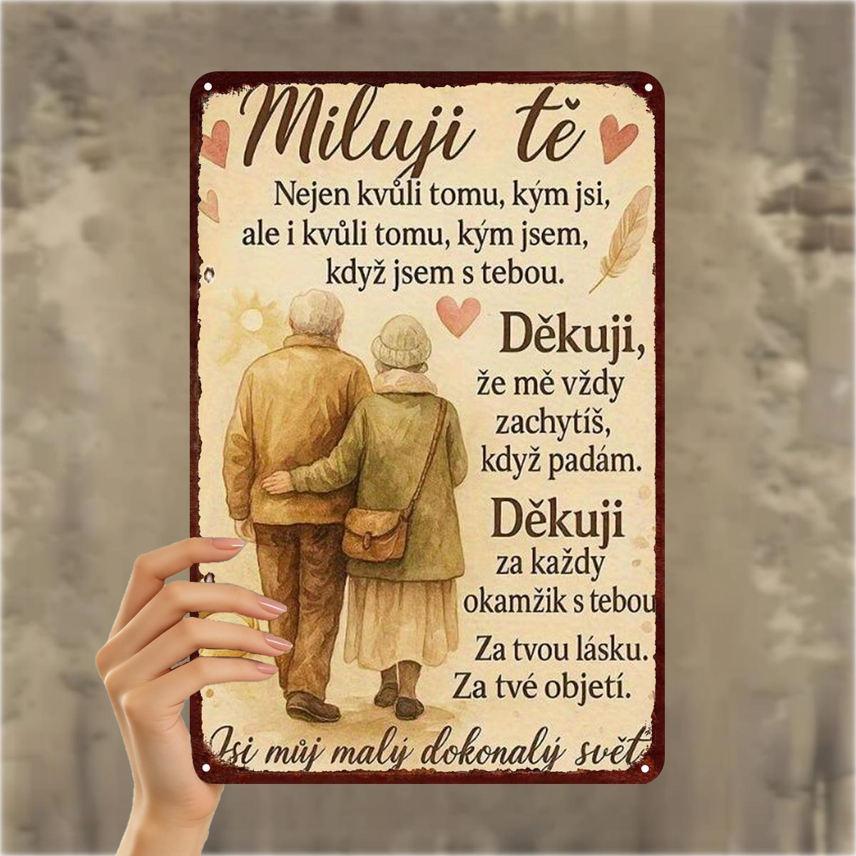 TEMU 2d Flat 1pc, ": Vintage Couple Sign - Romantic Czech Wall Decor For Home & Gift" 8×12 Inch