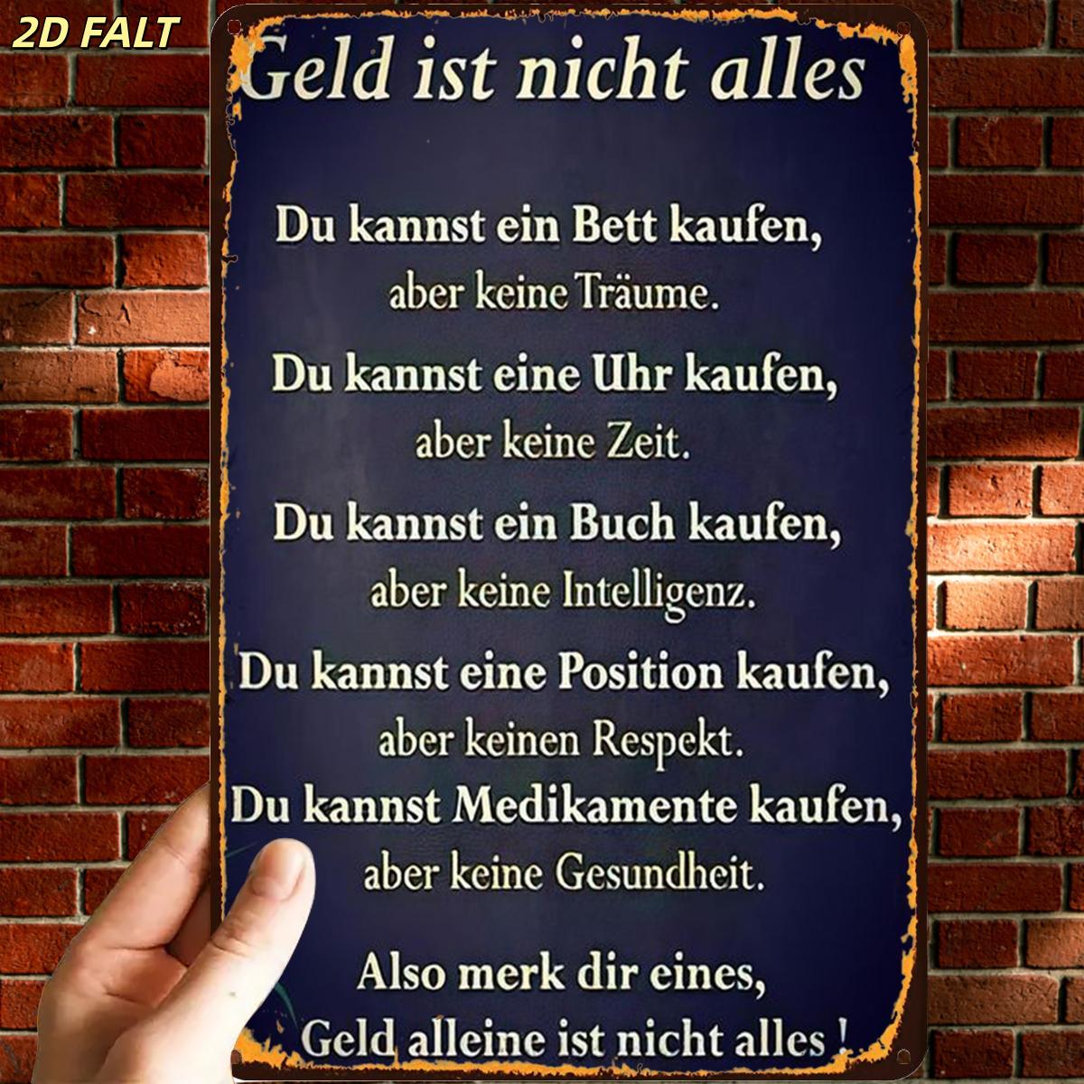 TEMU 2d Flat, 1pc, Interesting Retro Vintage German Motivational Quote Sign Metal Iron Sign, Pre-drilled Holes, Suitable For Indoor, Garden, Outdoor,