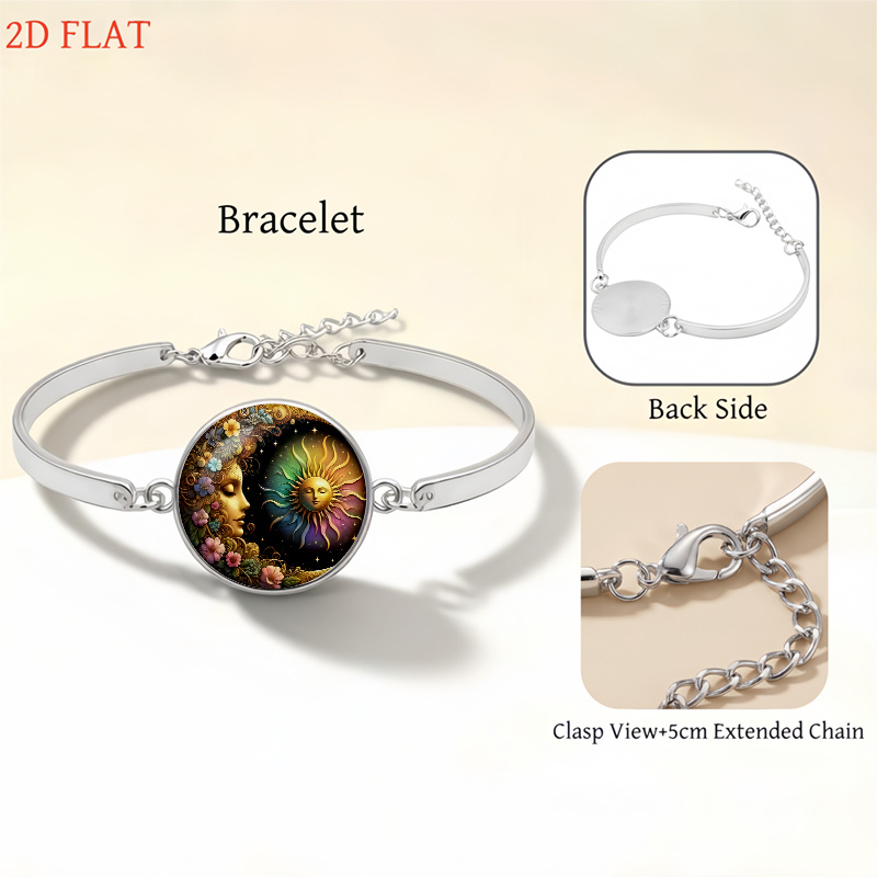 5pc Sun and Moon Floral Motif Women's Jewelry Set