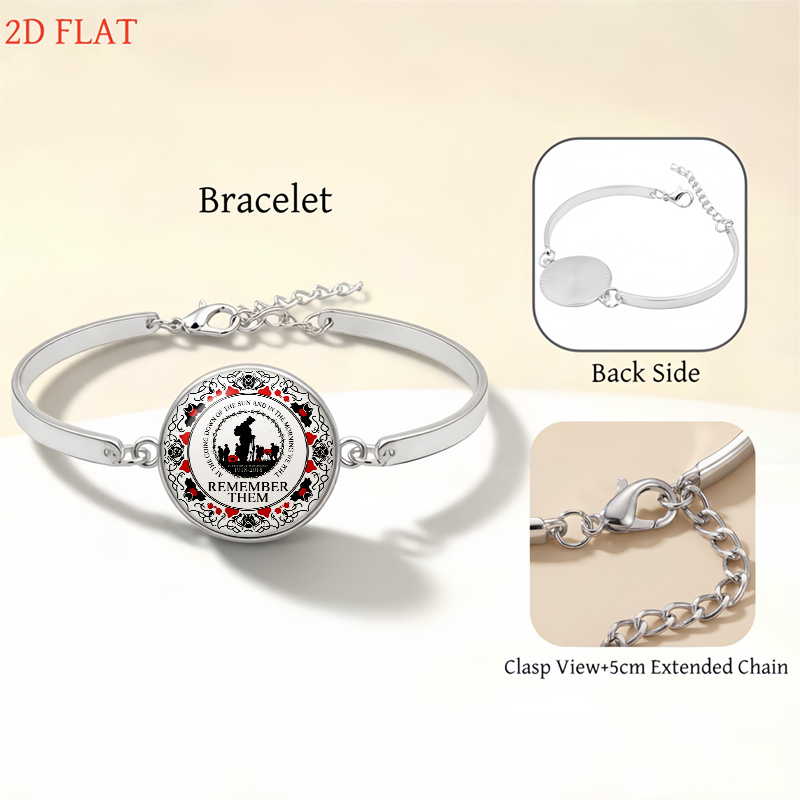 5pcs Remembrance-Themed Necklace, Earrings, Brooch & Bracelet Set