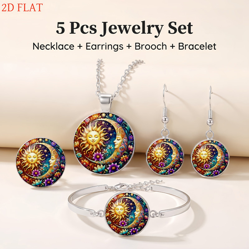 Sun and Moon Floral Patterns Women's Jewellery Set