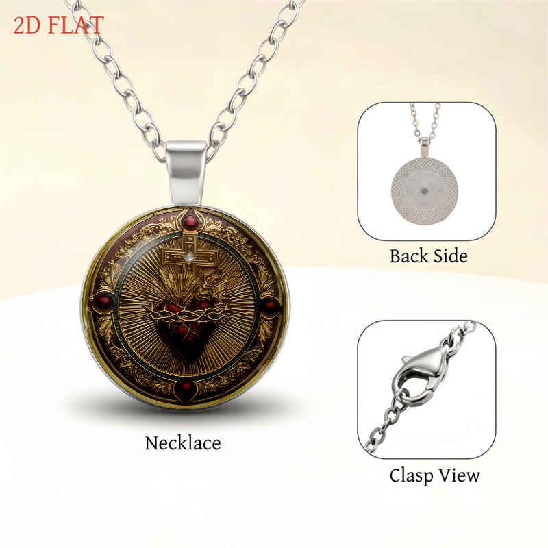5pcs Women's Jewelry Set, Sacred Heart with Cross Pattern