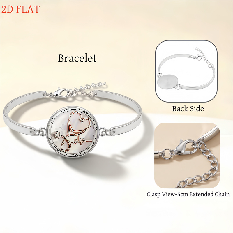 5pc Stethoscope & Heart Pattern Women's Jewelry Set