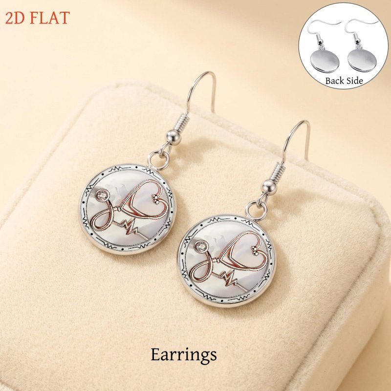 5pc Stethoscope & Heart Pattern Women's Jewelry Set