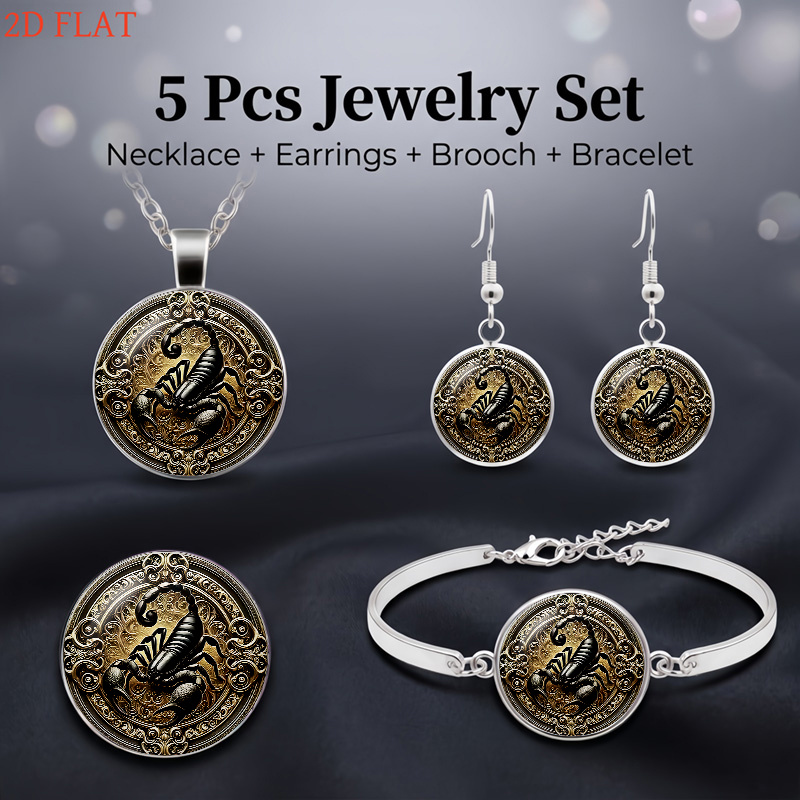 5pcs Scorpion-Themed Women's Jewelry Set, Necklace & Earrings